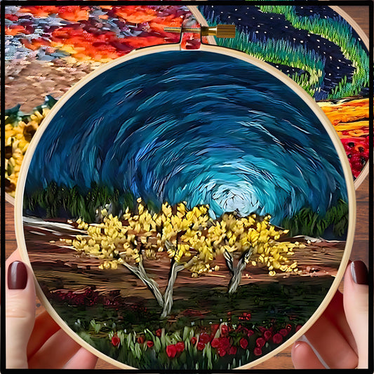 Kit de broderie de fleurs de paysage de bricolage Ensemble 2