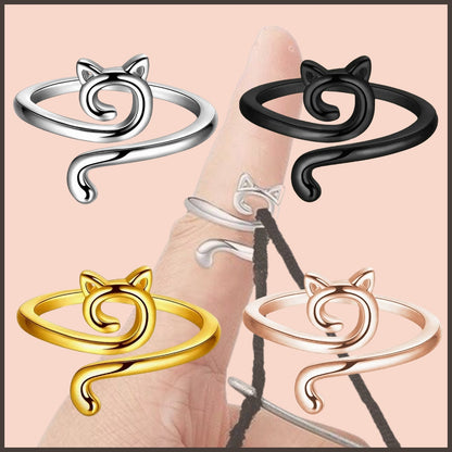 Cat Adjustable Yarn Tension Ring for Crochet & Knitting