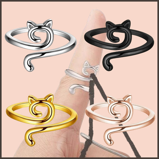 Cat Adjustable Yarn Tension Ring for Crochet & Knitting