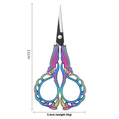 Elegant Metal Engraved Orchid Flower Retro Antique Vintage Sewing Scissors
