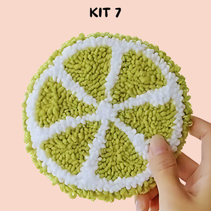 Punch Needle Fruit DIY Coaster Set 1