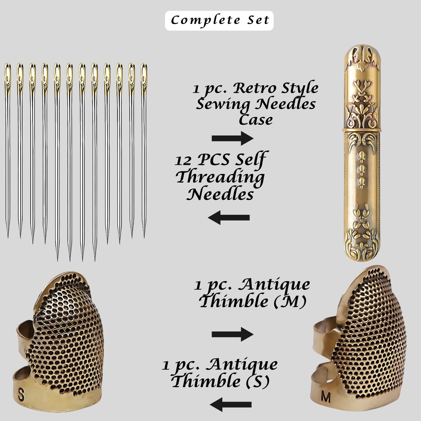 Antiques, vintage et rétro coudre des millets, un boîtier à aiguilles et des aiguilles auto-threading