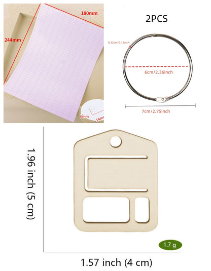 Style G house tag wooden embroidery floss organizer boards, 50 piece set with 2 metal rings and blank labels