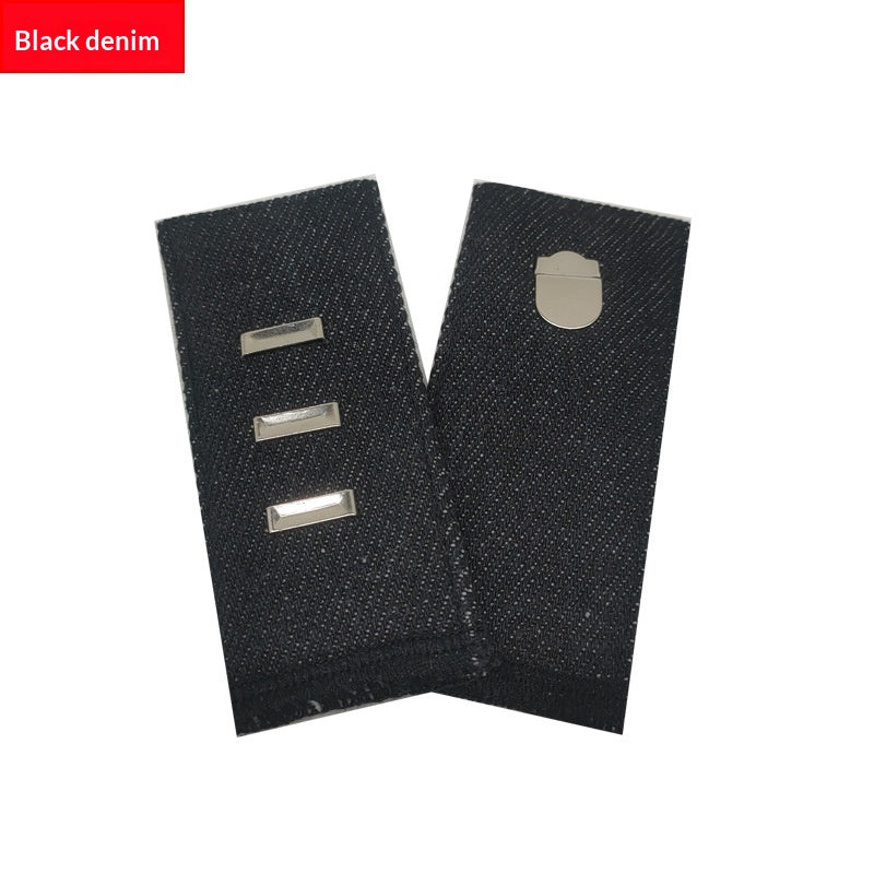 Black hook and bar denim jeans waist extender, single piece