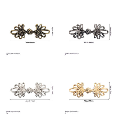 Four spiral daisy waist cinch clip sets in bronze, gunmetal, silver and golden