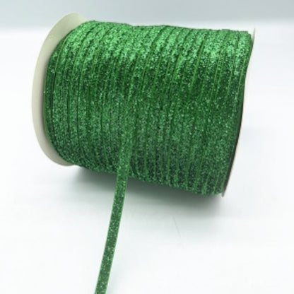 Glitter Velvet Ribbons 5 Yards / 4.5 Meters - 6 mm / 1/4" Single Sided Finished Edges