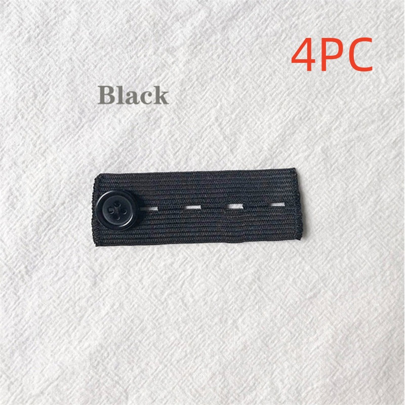 Black 4-buttonhole elastic waist extender, pack of 4