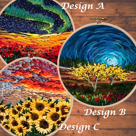 Kit de broderie de fleurs de paysage de bricolage Ensemble 2
