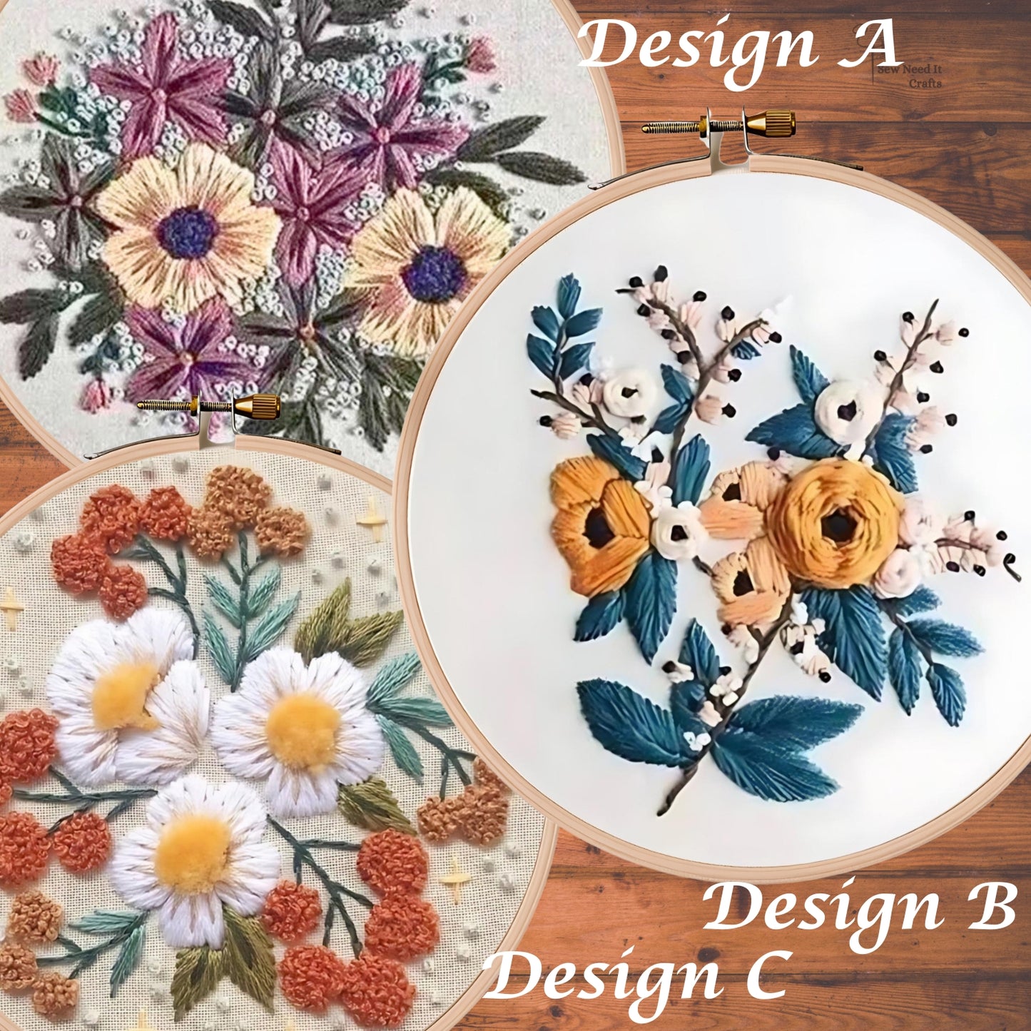 Moderne 3D Blumenstickerei Set 4