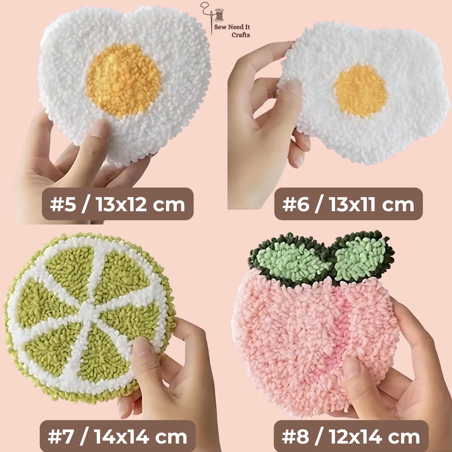 Punch Needle Fruit DIY Coaster Set 1