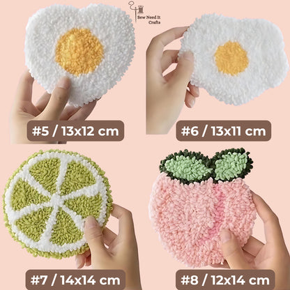 Punch Needle Fruit DIY Coaster Set 1