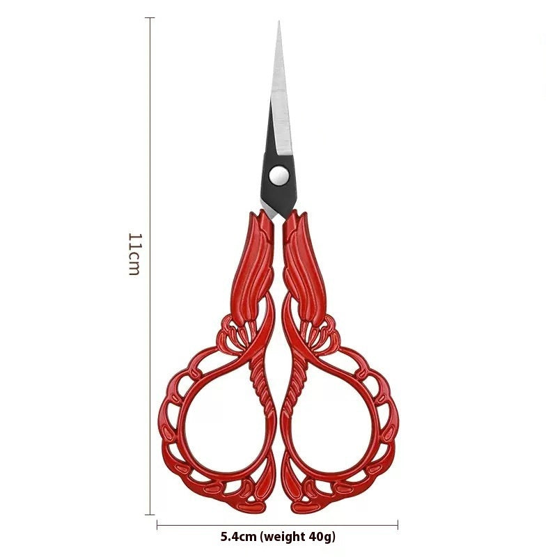 Elegant Metal Engraved Orchid Flower Retro Antique Vintage Sewing Scissors