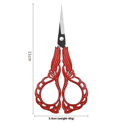 Elegant Metal Engraved Orchid Flower Retro Antique Vintage Sewing Scissors