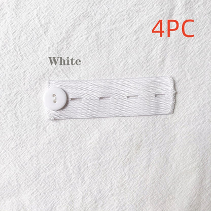 White 4-buttonhole elastic waist extender, pack of 4