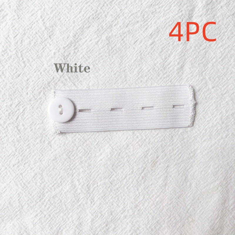 White 4-buttonhole elastic waist extender, pack of 4