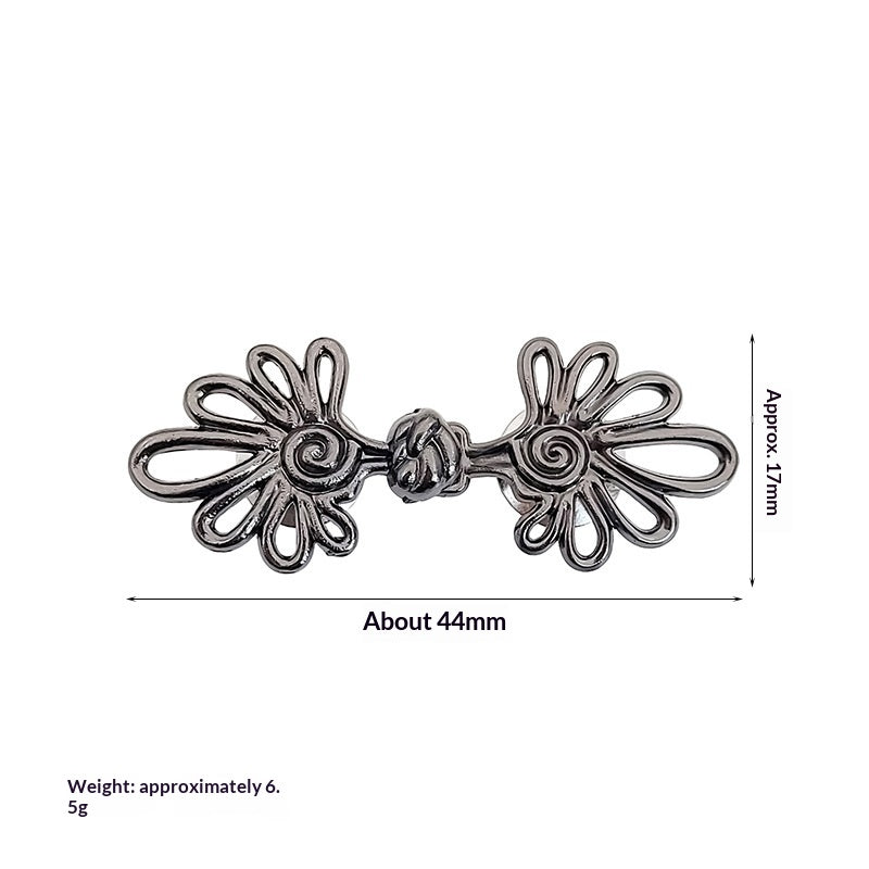 Gunmetal spiral daisy waist cinch clip, one set, 44 mm no-sew waistband tightener