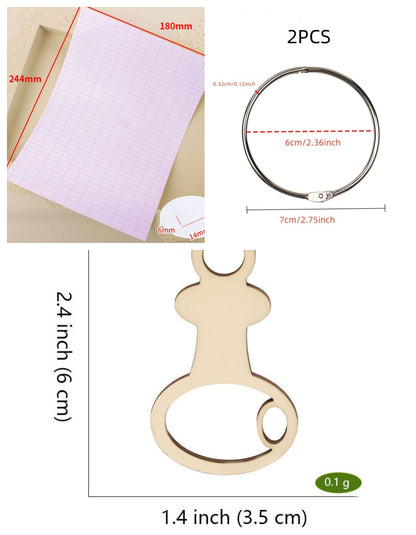 Style E gourd wooden embroidery floss organizer boards, 50 piece set with 2 metal rings and blank labels