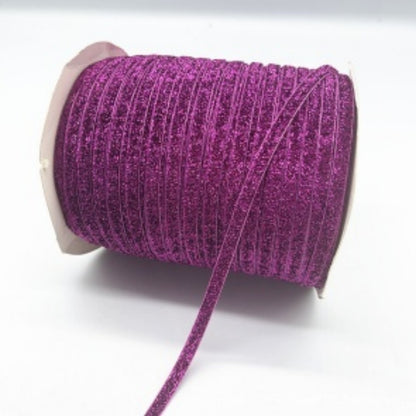 Glitter Velvet Ribbons 5 Yards / 4.5 Meters - 6 mm / 1/4" Single Sided Finished Edges