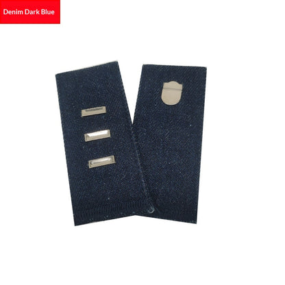 Dark Blue hook and bar denim jeans waist extender, single piece