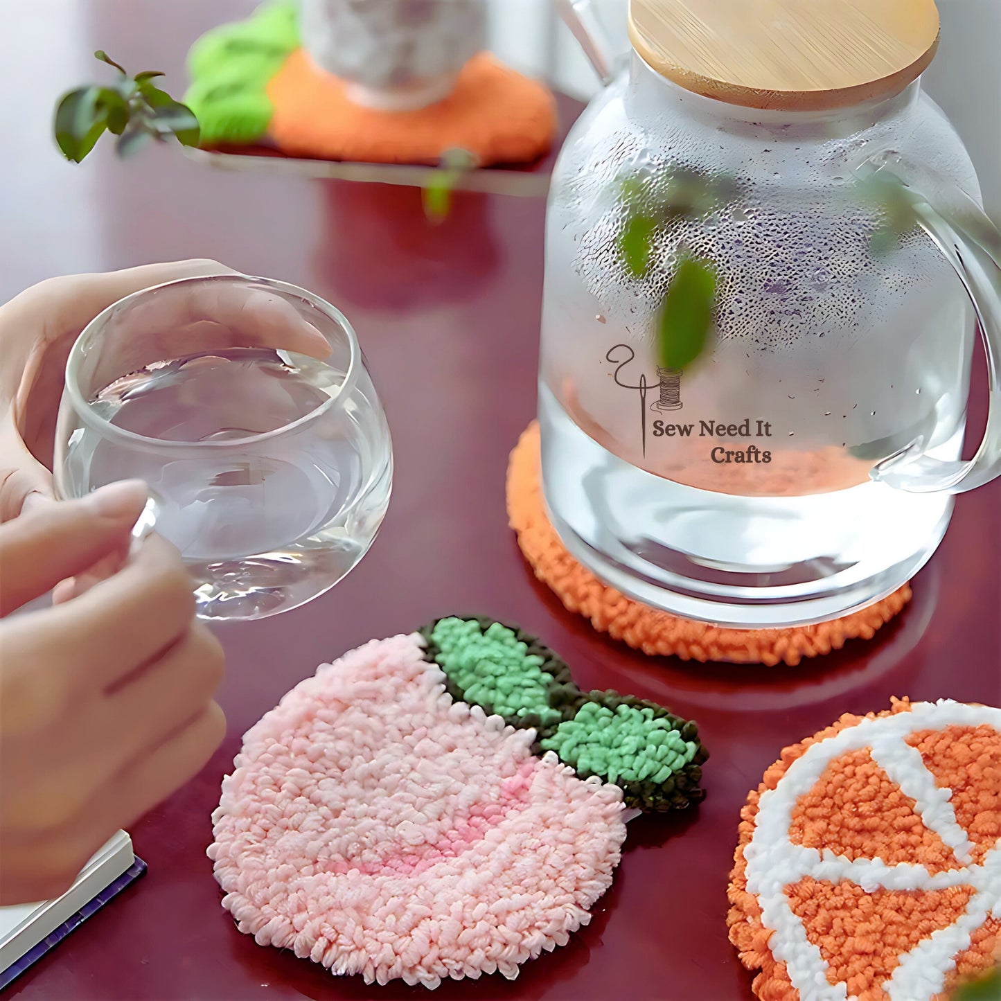 Punch Needle Fruit DIY Coaster Set 1