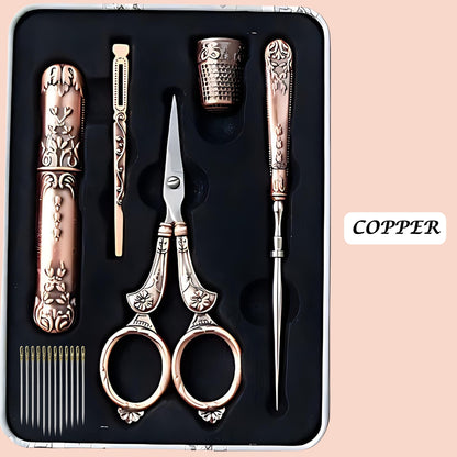 Vintage Engraved Sewing Set in Box