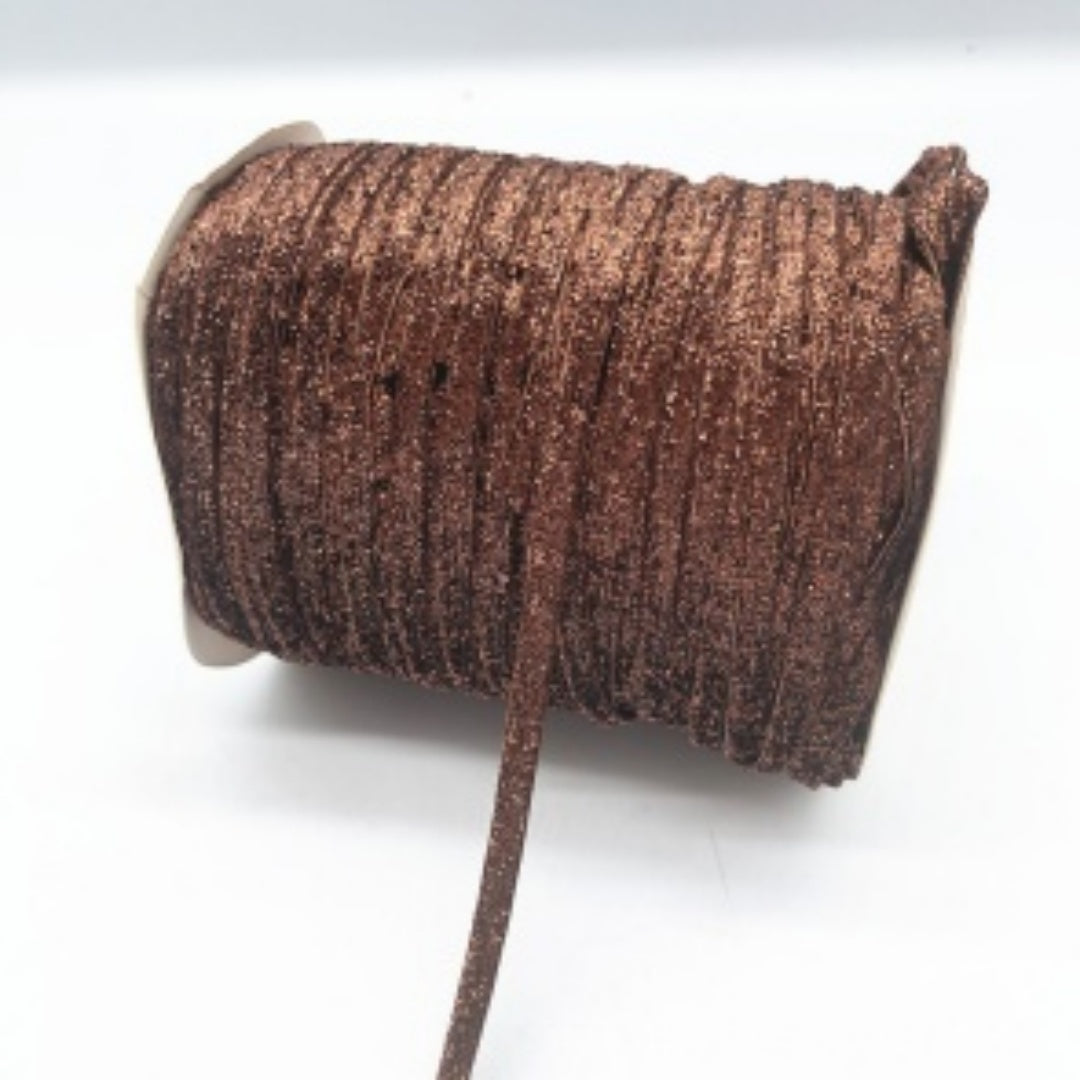 Glitter Velvet Ribbons 5 Yards / 4.5 Meters - 6 mm / 1/4" Single Sided Finished Edges