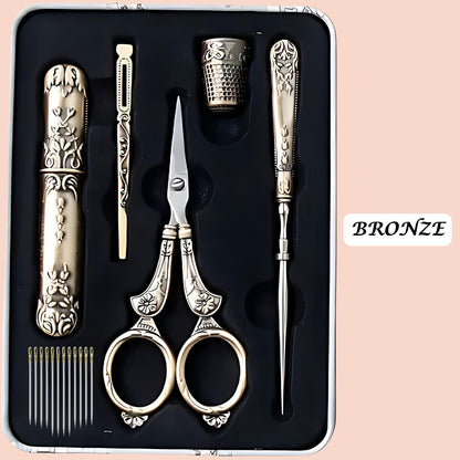 Vintage Engraved Sewing Set in Box