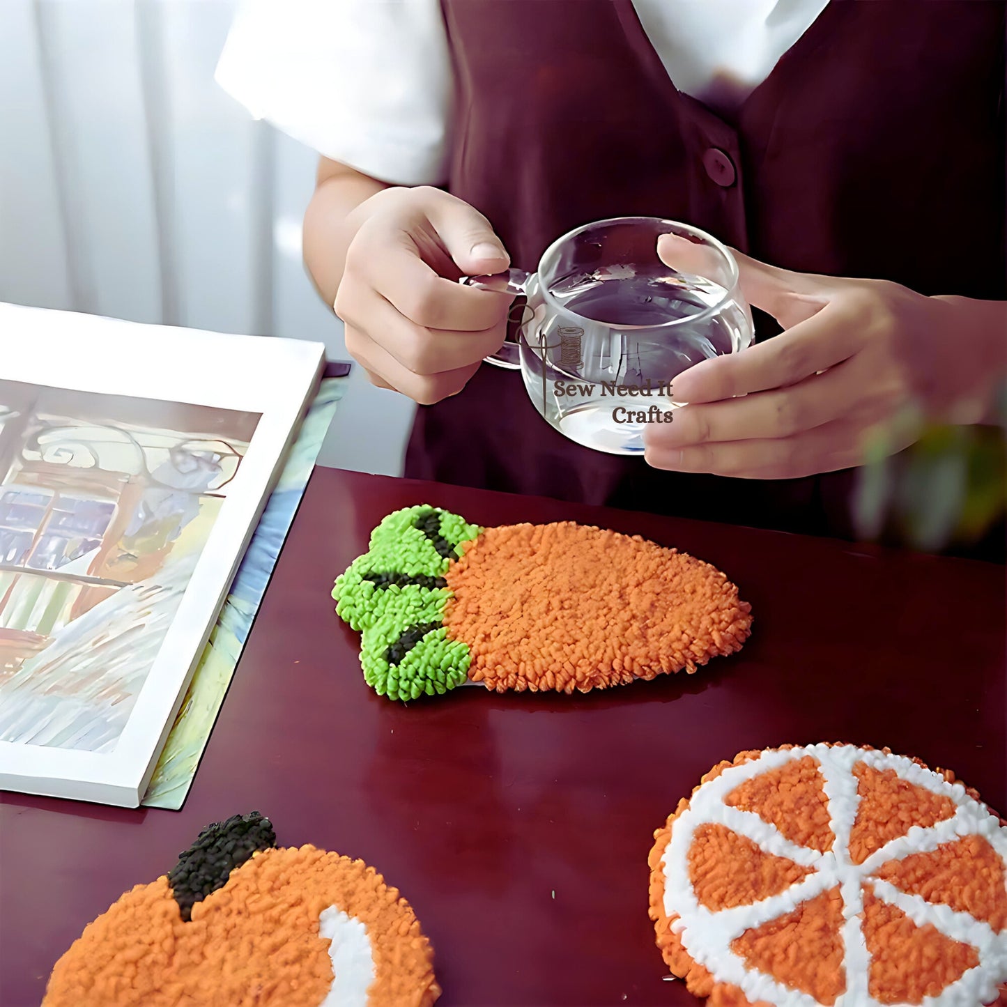 Punch Needle Fruit DIY Coaster Set 1