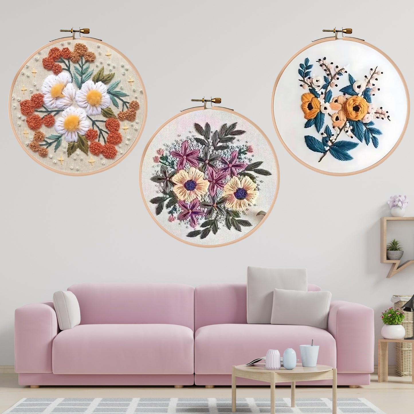 Moderne 3D Blumenstickerei Set 4