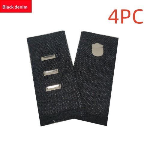 Black hook and bar denim jeans waist extender, pack of 4