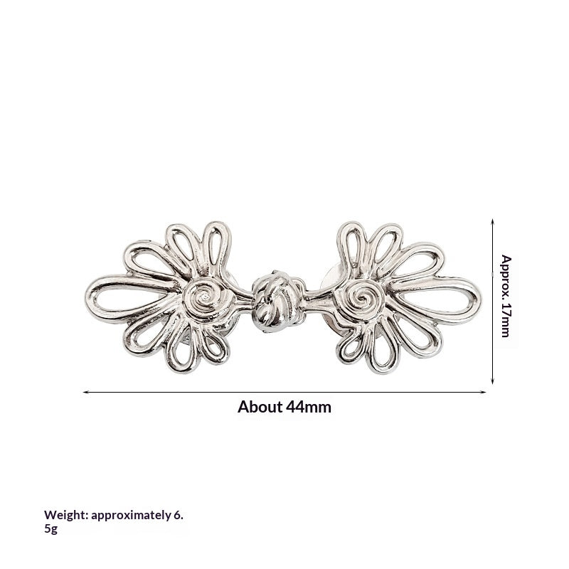 Silver spiral daisy waist cinch clip, one set, 44 mm no-sew waistband tightener