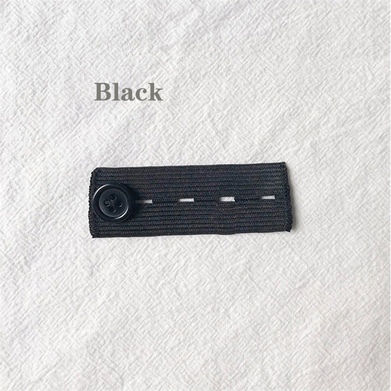 Black 4-buttonhole elastic waist extender, single piece