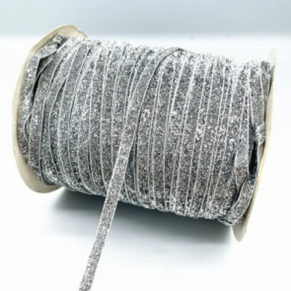 Glitter Velvet Ribbons 5 Yards / 4.5 Meters - 6 mm / 1/4" Single Sided Finished Edges