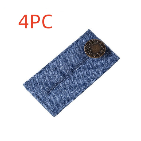 Blue 2-buttonhole denim jeans waist extender, pack of 4