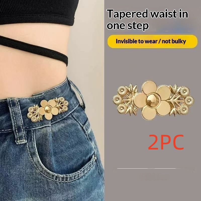 Golden flower no-sew jean waist adjuster clips, two sets