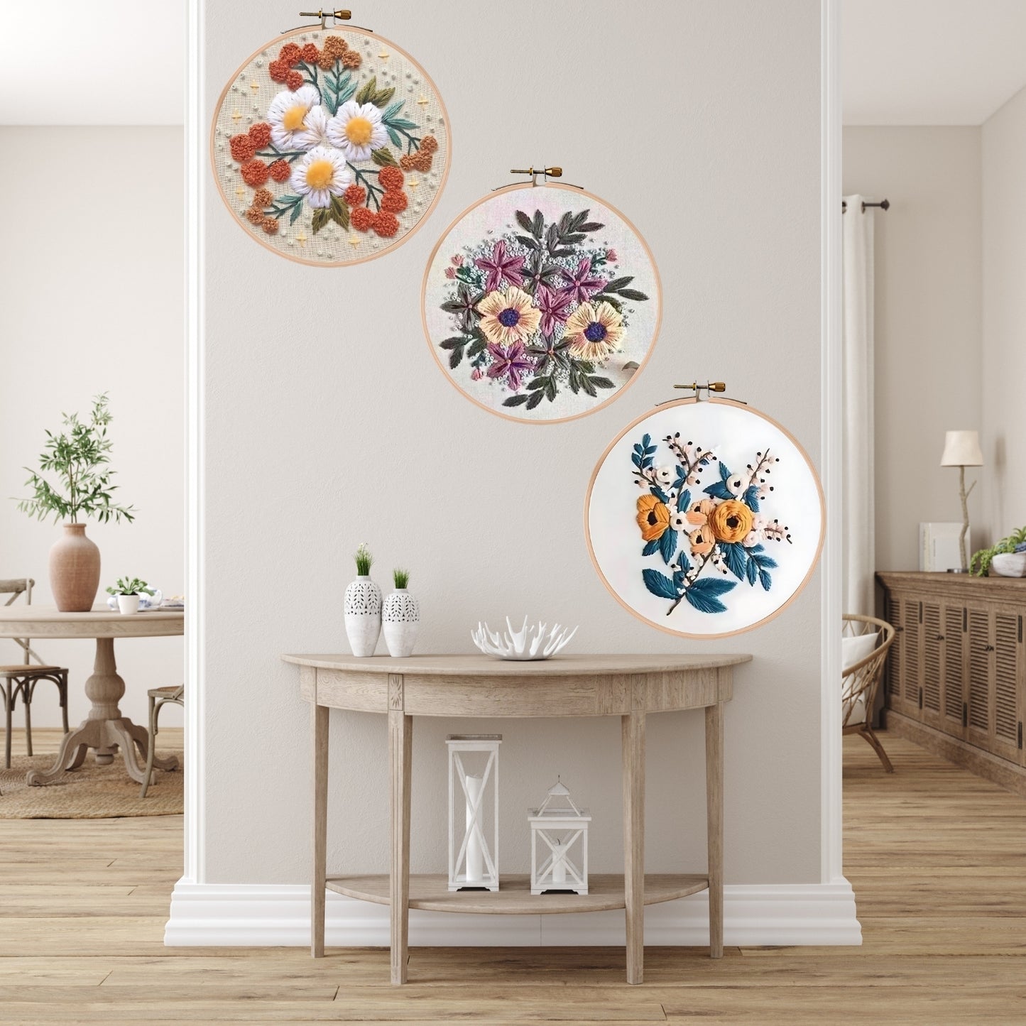 Moderne 3D Blumenstickerei Set 4