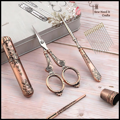 Vintage Engraved Sewing Set in Box