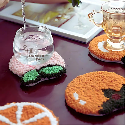 Punch Needle Fruit DIY Coaster Set 1