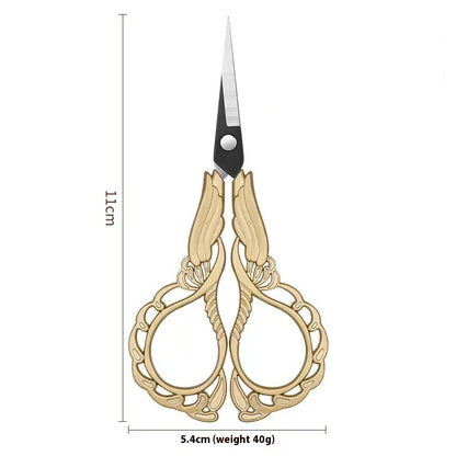 Elegant Metal Engraved Orchid Flower Retro Antique Vintage Sewing Scissors