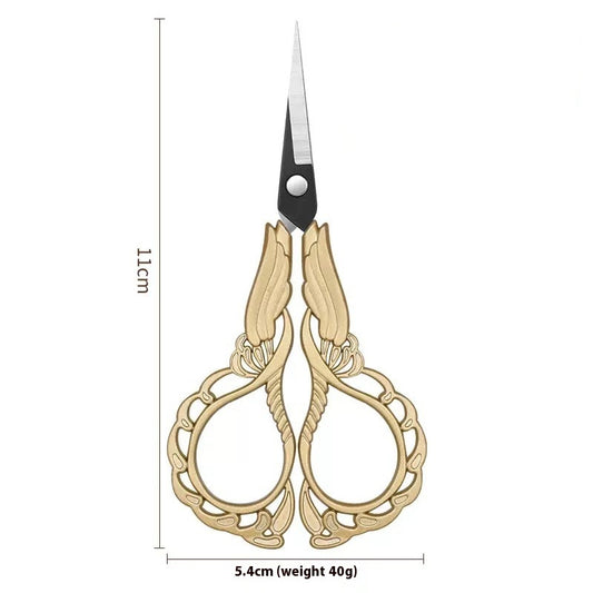Elegant Metal Engraved Orchid Flower Retro Antique Vintage Sewing Scissors