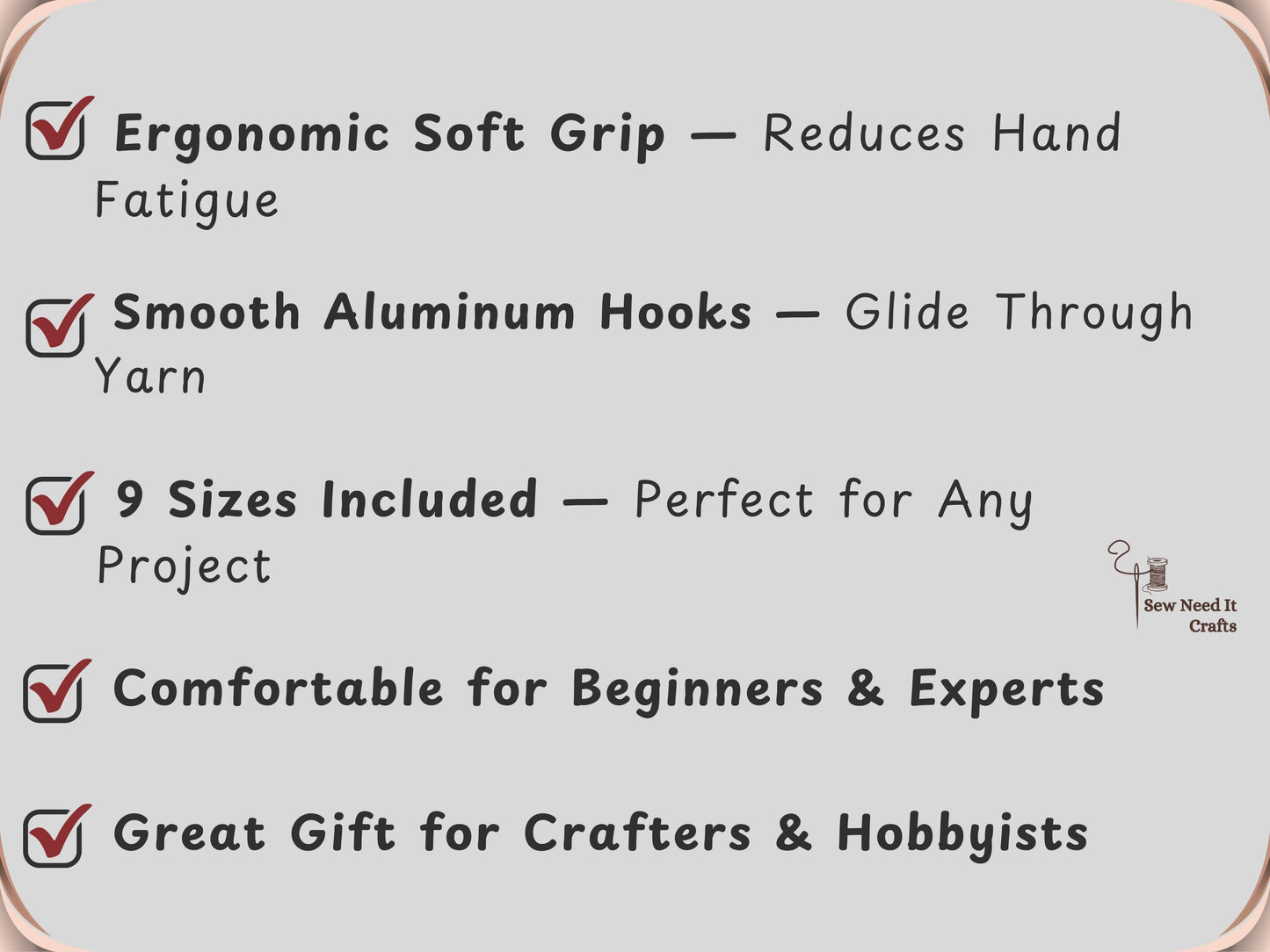 9 Pcs Ergonomic Crochet Hook Set