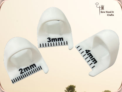 White sewing stitch spacing guide set, 2mm 3mm and 4mm