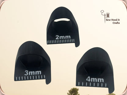 Black sewing stitch spacing guide set, 2mm 3mm and 4mm