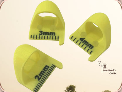 Yellow sewing stitch spacing guide set, 2mm 3mm and 4mm