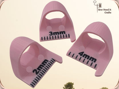 Pink sewing stitch spacing guide set, 2mm 3mm and 4mm
