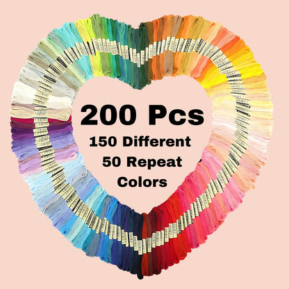 Multicolor Embroidery Thread Set - 200 Pcs