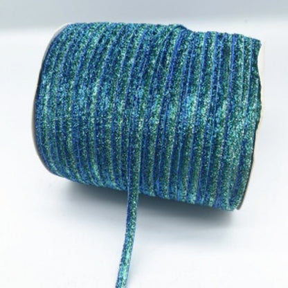 Glitter Velvet Ribbons 5 Yards / 4.5 Meters - 6 mm / 1/4" Single Sided Finished Edges