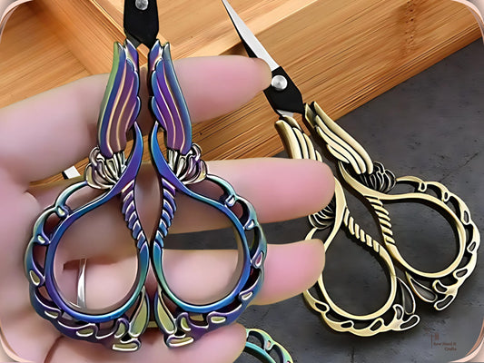 Elegant Metal Engraved Orchid Flower Retro Antique Vintage Sewing Scissors