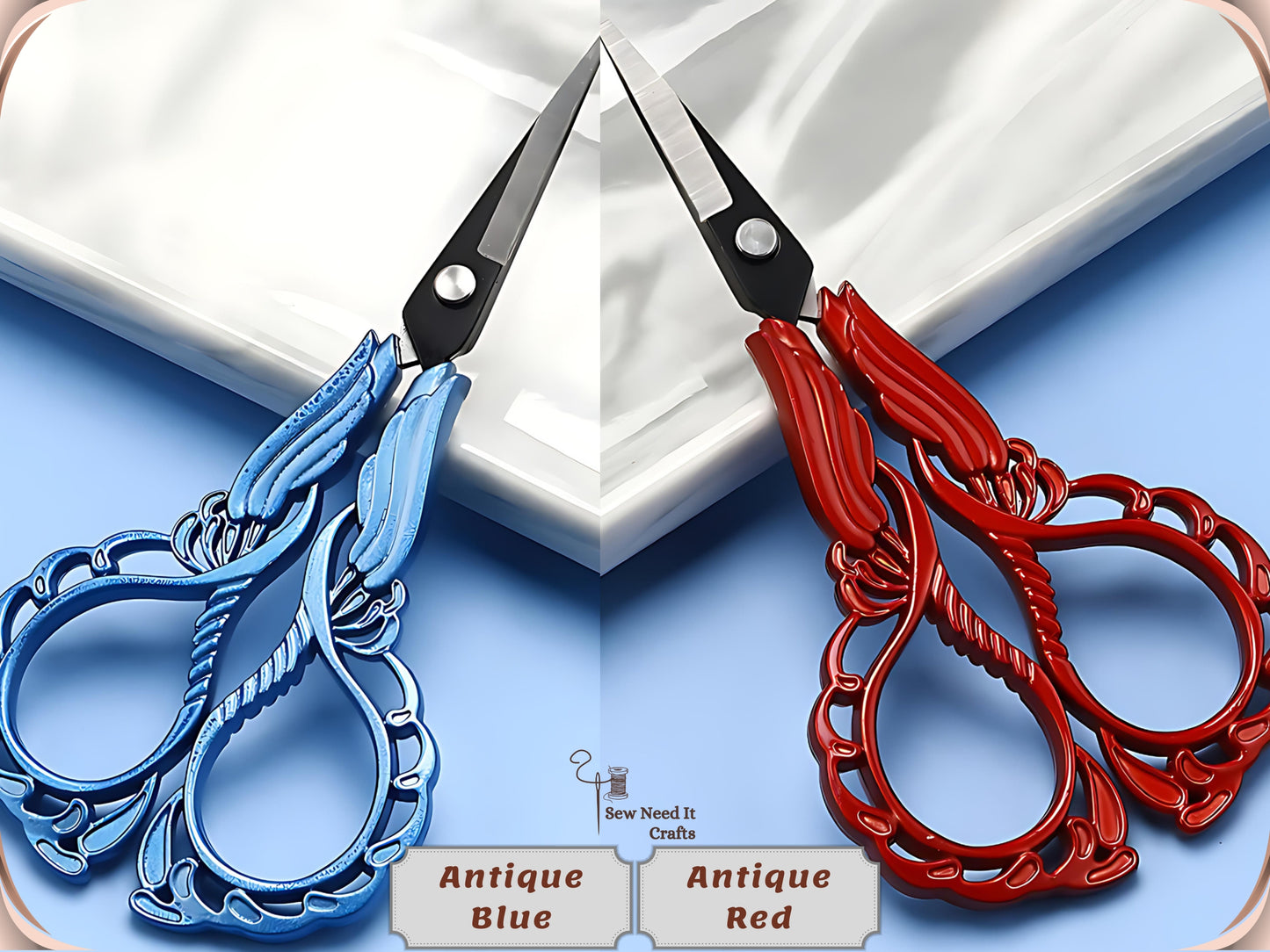 Elegant Metal Engraved Orchid Flower Retro Antique Vintage Sewing Scissors
