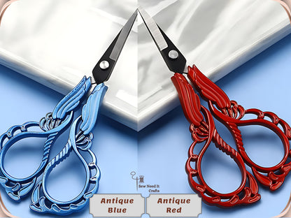 Elegant Metal Engraved Orchid Flower Retro Antique Vintage Sewing Scissors